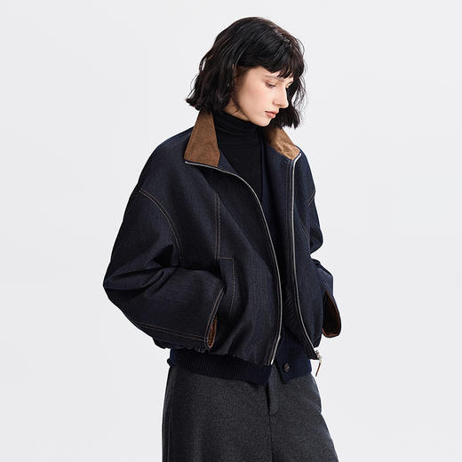 棉仓366607034-立领花苞仿牛仔短外套 商品图1