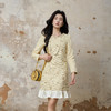 奢姿大码女装2025秋装新款胖妹妹蝴蝶结刺绣圆领口袋荷叶边连衣裙9953894212 商品缩略图1