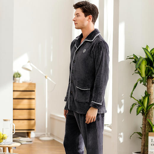 芬腾珊瑚绒睡衣男士秋冬款冬季加厚加绒冬天大码法兰绒家居服套装 商品图4