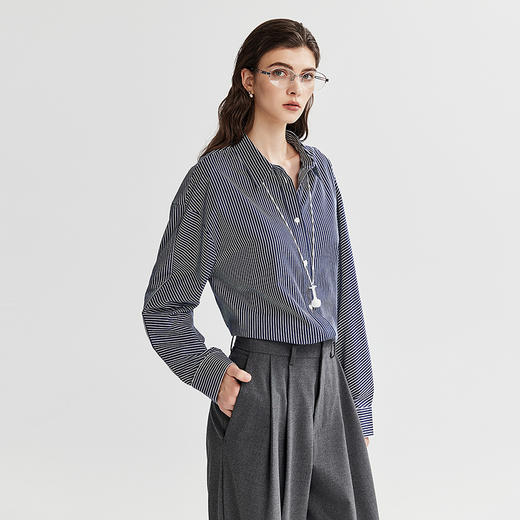 棉仓366604033-条纹拼接衬衫 商品图1