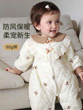 【牛奶baby绒+云朵棉！柔宠女宝小公主】婴儿连体衣衣服秋冬款新生儿薄棉女宝宝公主洋气周岁保暖外出服。hb