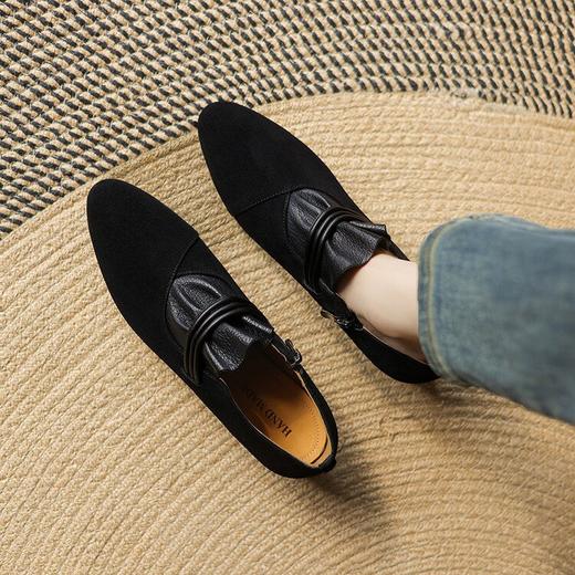 【预售5天】巨舒服~超软羊翻皮法式圆头单鞋春秋季新款真皮粗跟女鞋子SP&A1362 商品图0