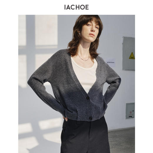 棉仓3661506001-丝羊毛彩点纱开衫 商品图2