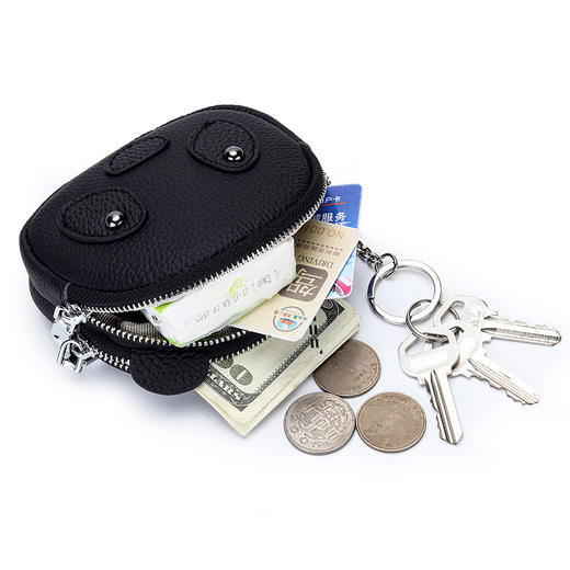 雀说 头层牛皮女零钱包双层拉链收纳包YT-26 商品图2