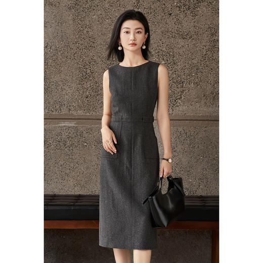 剩S/M 米思阳2026春季新款简约优雅背心连衣裙收腰显瘦直筒裙女4812 商品图2
