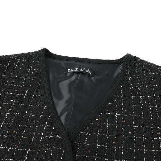 奢姿大码女装2025秋装新款胖妹妹轻奢休闲马甲百褶连衣裙套装9953994202AB 商品图1