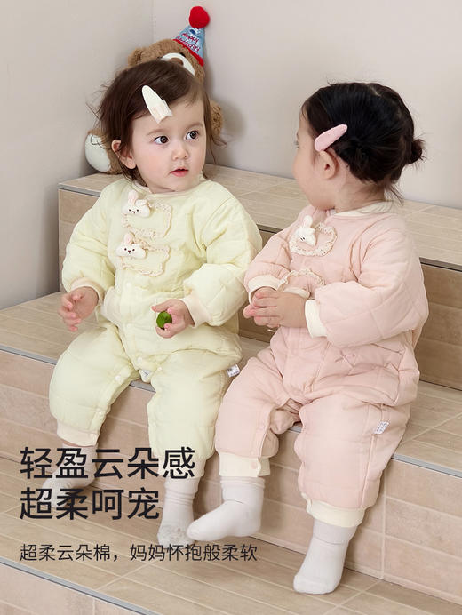 【超柔云朵棉！不闷透气会呼吸】婴儿衣服秋冬季新款女宝宝夹棉连体衣加厚满月新生儿外出抱衣爬服。hb 商品图2