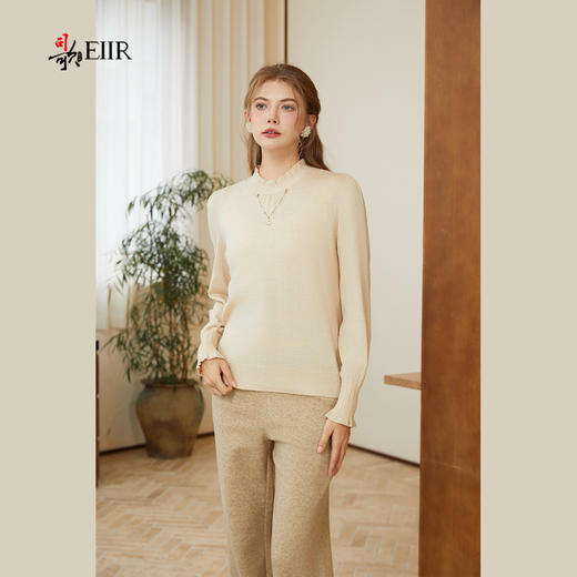 司歌优雅保暖毛织衫毛衣长袖女套头小立领G90G3015 商品图2