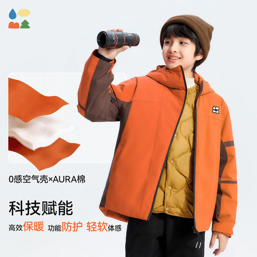 【斜拉链派克棉服外套】森林棠25冬季新款儿童户外轻盈保暖拼色连帽棉服81453011 商品图1