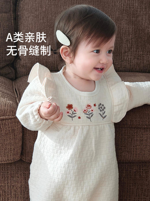 【无骨超柔！三层保暖公主风】女宝宝夹棉连体衣秋冬季保暖婴幼儿可爱公主风哈衣空气层爬爬服。hb 商品图0