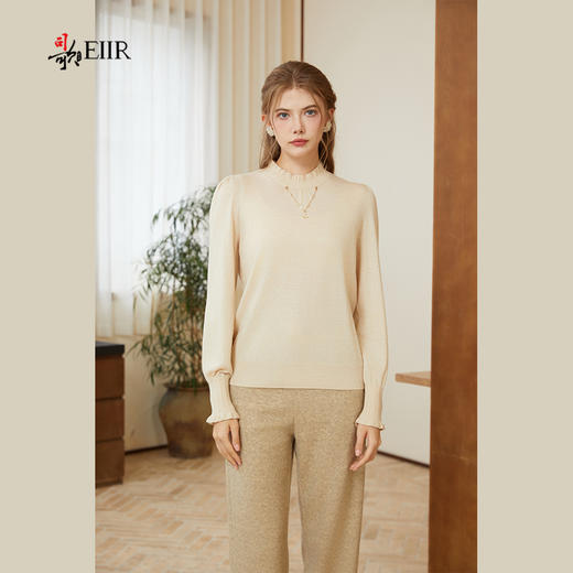 司歌优雅保暖毛织衫毛衣长袖女套头小立领G90G3015 商品图3