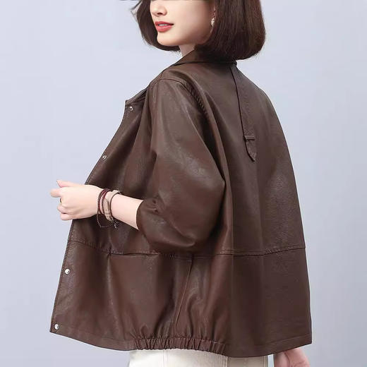 百媚生 皮衣外套洋气薄款休闲皮夹克上衣BKYQL1921 商品图1