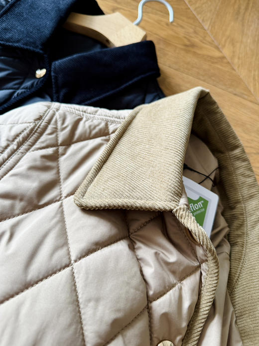 RL老钱风--精工菱格纹灯芯绒饰边薄棉衣外套【包邮+三天无理由退换】 商品图7