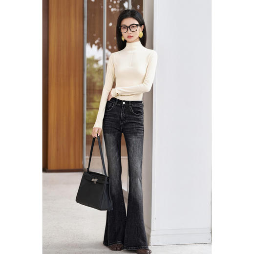 剩M/L/XL 米思阳2025秋季新款设计感ins不规则高领天丝棉针织打底衫女4555 商品图3