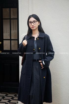 【门店同款】ENJOY冬季“暖冬知性”格纹翻领长款大衣 166695720