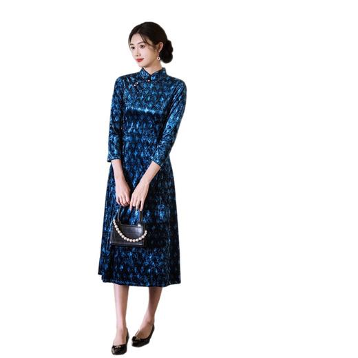 SKY 23039丝绒大摆裙时尚改良新中式旗袍 商品图4