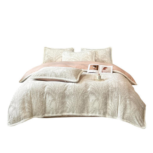 【高克重牛奶绒四件套】立体提花雕花珊瑚绒床单床笠 保暖双面加绒被套  商品图4