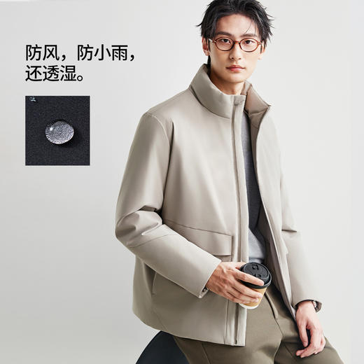 棉仓367815030-【90白鹅绒】轻暖立领行政羽绒夹克男 秋冬羽绒服保暖外套 商品图3