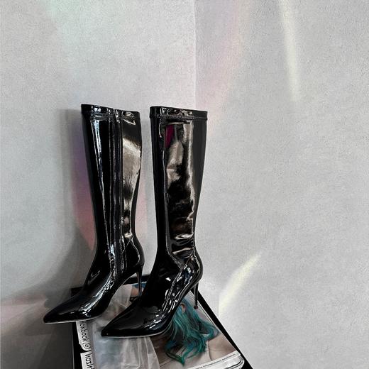 余潇潇 时尚细跟尖头英伦风骑士高筒靴 商品图1