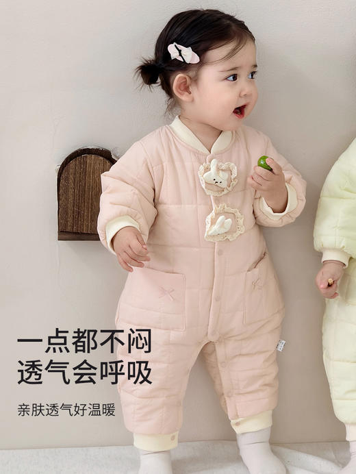 【超柔云朵棉！不闷透气会呼吸】婴儿衣服秋冬季新款女宝宝夹棉连体衣加厚满月新生儿外出抱衣爬服。hb 商品图3