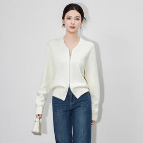 「高货wl」全新升级【铂金会员266/天猫359/差价93】(01123)洛诗琳超细美丽诺羊毛拉链外套2025秋冬新款宽松针织开衫