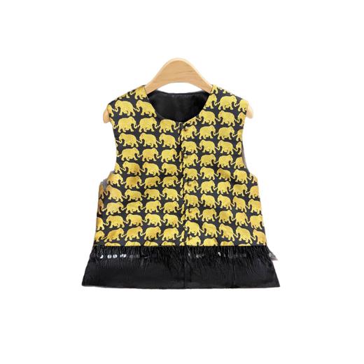 新中式复古金色小象提花马甲2025秋季新款小流苏坎肩圆领叠穿马夹 商品图4