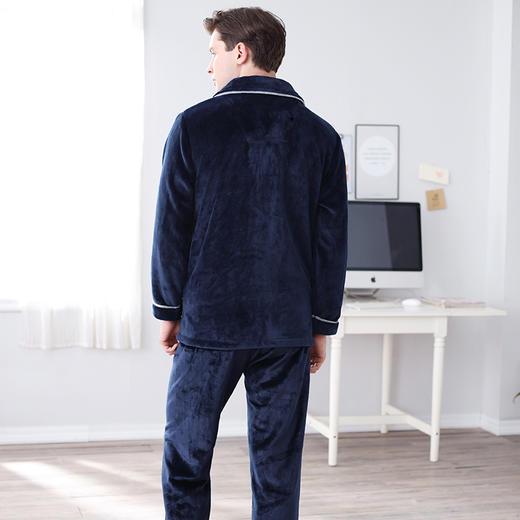 芬腾珊瑚绒睡衣男士秋冬款冬季加厚加绒冬天大码法兰绒家居服套装 商品图3