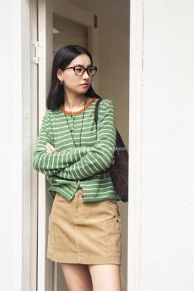 【门店同款】ENJOY冬季“暖冬知性”条纹撞色开衫 166796352