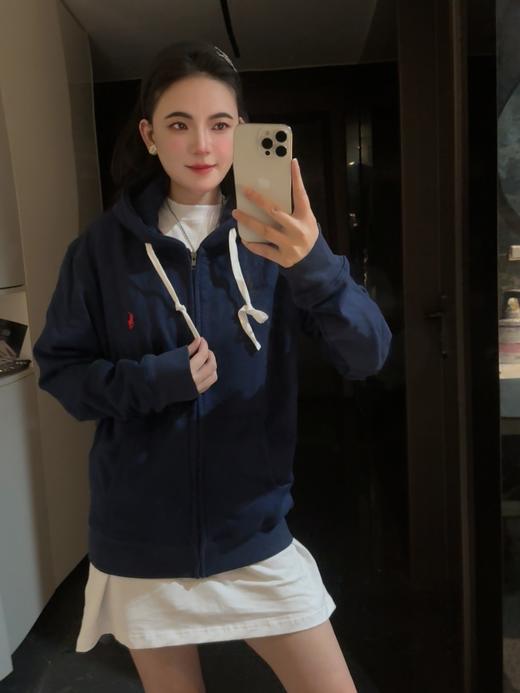 拉家纯色Logo拉链连帽休闲外套卫衣（有些抽绳logo颜色不同，随机发） 商品图6