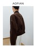 奥篇复古咖色灯芯绒铆钉机车夹克短装外套 商品缩略图1