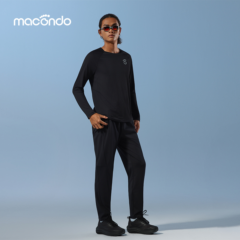 长袖9代+针织长裤9代  吸湿速干 长袖汗不显科技 裤子后腰防汗手机仓 户外跑步