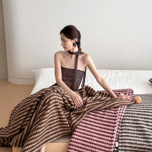 自然醒羊卷妮双面盖毯午睡毯小香风沙发毯床尾毯车载毯子MT 商品图1