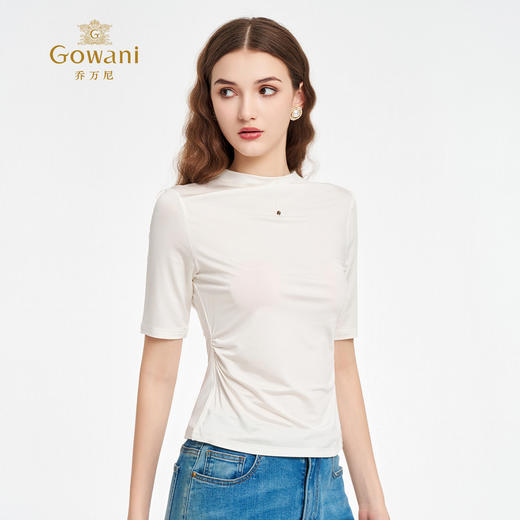【三色可选】混纺凉感流光小高领气质修身T恤EZ2C132 商品图3