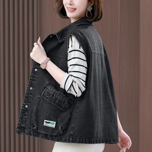 百媚生 牛仔马甲女短款休闲纯棉背心323251 商品图3