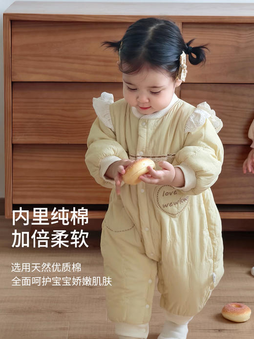 【云感贴肤透气柔软！软fufu加厚夹棉】婴儿连体衣秋冬宝宝衣服冬装夹棉保暖棉衣新生婴幼儿冬季棉服哈衣。hb 商品图1