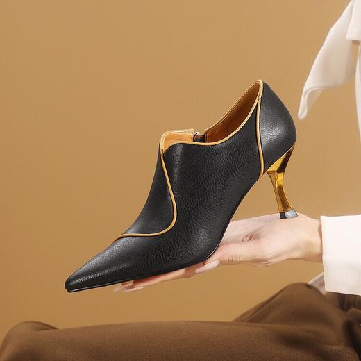 【预售5天】春秋季新款深口单鞋细跟性感高跟鞋羊皮及踝靴女鞋MLS&A806 商品图2