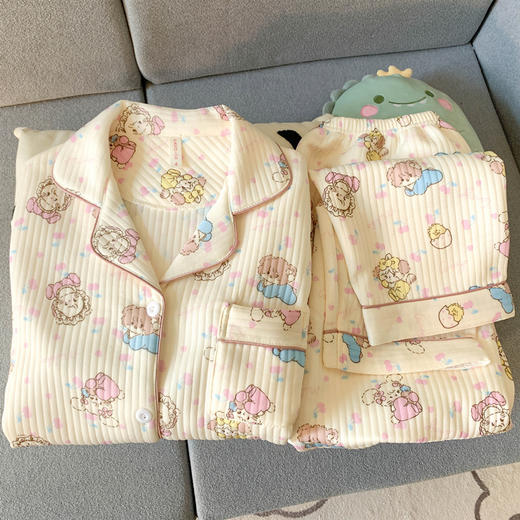 【每款都很好看】空气夹棉睡衣家居服女秋冬季夹层加厚长袖可爱卡皮巴拉学生家居服春秋款。rc 商品图10