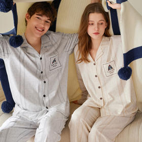 （合作款）芬腾情侣睡衣春秋季纯棉长袖套装yc0209001