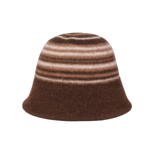 雀说 羊毛条纹水桶帽子女秋冬显脸小优雅百搭盆帽M3796 商品图4