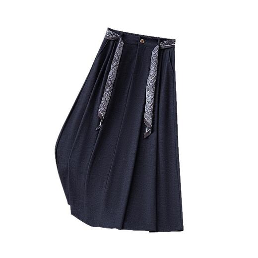 百媚生 配丝巾韩系简约百搭半身裙女遮跨显瘦显高A字中长裙5655 商品图4