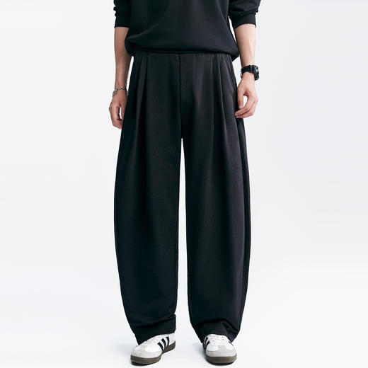 棉仓362818017-宽松纯棉重磅毛圈单褶弯刀卫裤 商品图1