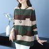CC 37-3128妈妈拼色条纹针织衫洋气上衣 商品缩略图1