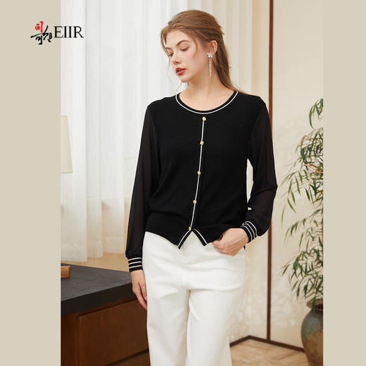 司歌撞色圆领长袖毛衣套头秋冬女G90G2560 商品图0