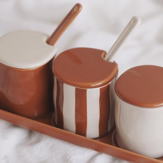 有温度的陶瓷餐具🥣【美拉德焦糖色手绘条纹系列】☕️“低价”感受一下出口的高品质！✅多款器型可选 商品图1