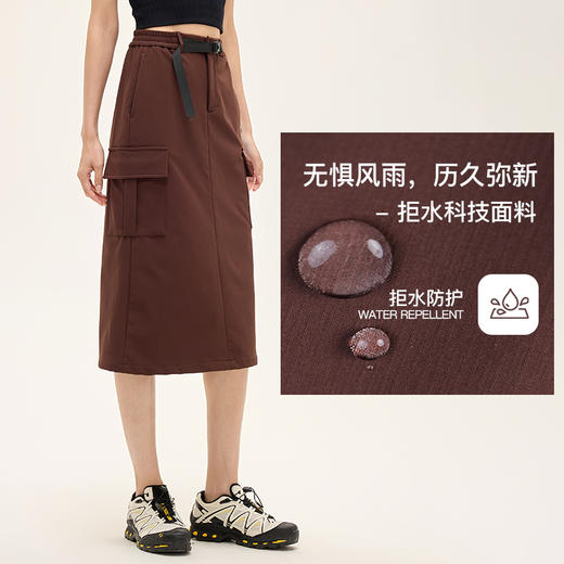 Leorrey/乐拉后开叉直筒通勤户外拒水加绒保暖运动半身长裙CQ1302 商品图1