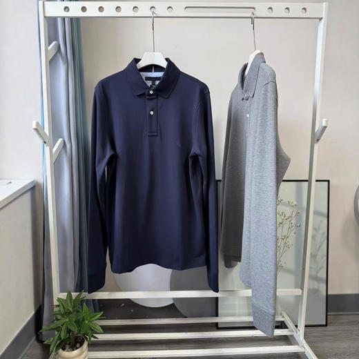 刚需必备！2025秋款 男装休闲通勤简约百搭小刺绣长袖翻领polo衫！ 商品图1