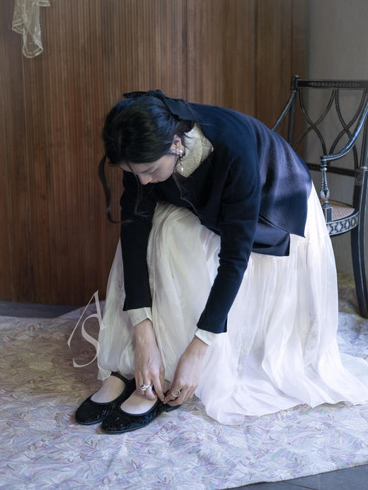 Maku 25AW 白蕾丝手织真丝刺绣古典半裙 商品图2