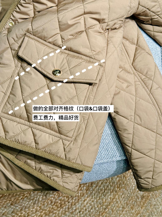 RL老钱风--精工菱格纹灯芯绒饰边薄棉衣外套【包邮+三天无理由退换】 商品图9