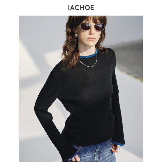 棉仓3671505014-拼色圆领全羊毛打底衫 商品图3