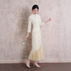 2025年秋季新款改良旗袍大裙摆气质日常米白流苏长款连衣裙女装 商品缩略图1